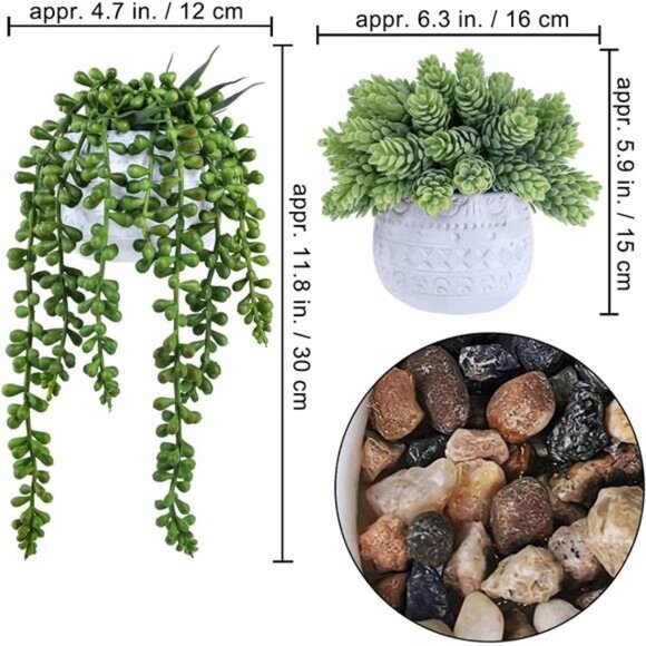 small artificial succulent potted plants faux greenery home office decor 3 set - Picture 3 of 8
